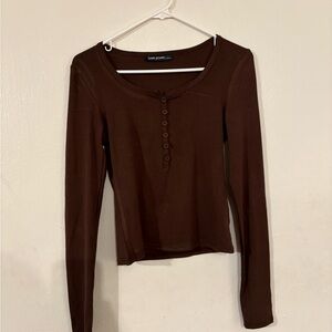 Women's Brown Long Sleeve Top